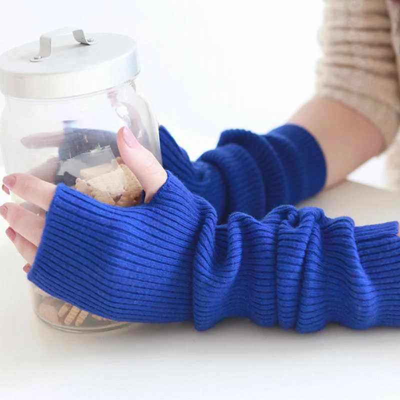 Кашемировые длинные перчатки 40 см теплые женские с рукавом до запястья|long gloves|finger