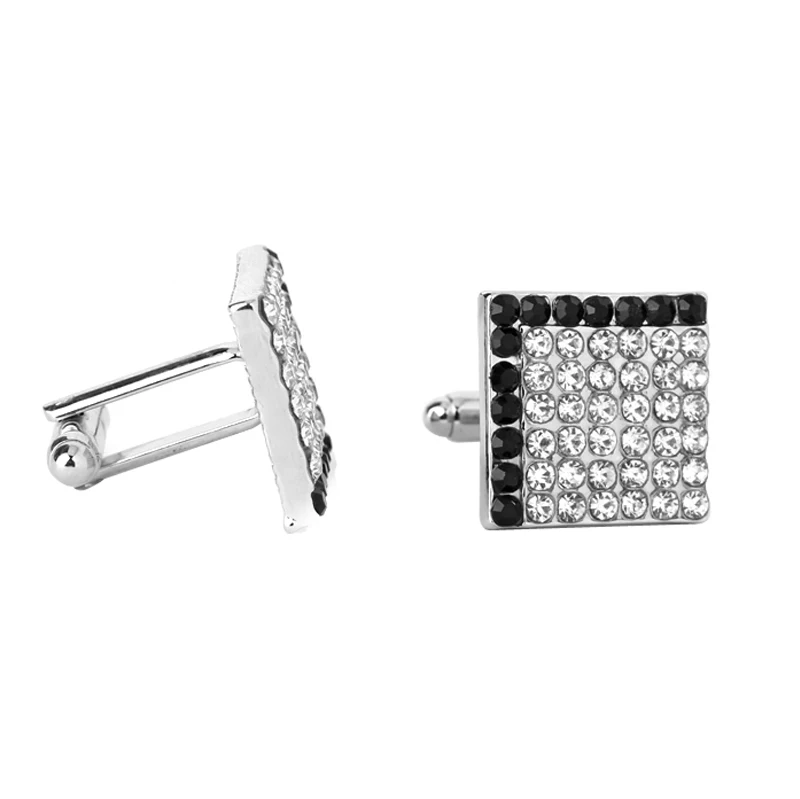Роскошные мужские модные запонки полностью белые черные Кристальные прозрачные
