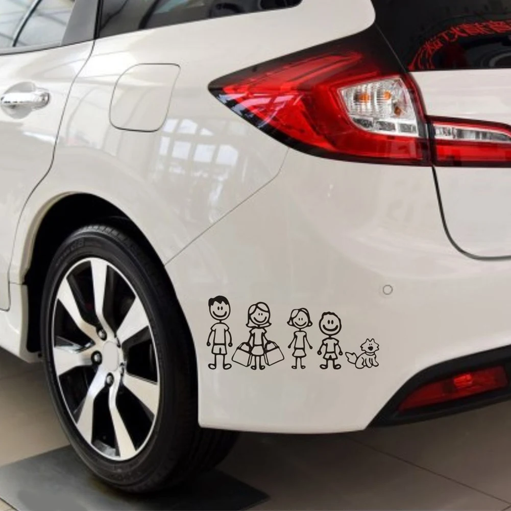 Забавная семейная фигура папа мама дочь сын и собака Авто наклейки на автомобиль