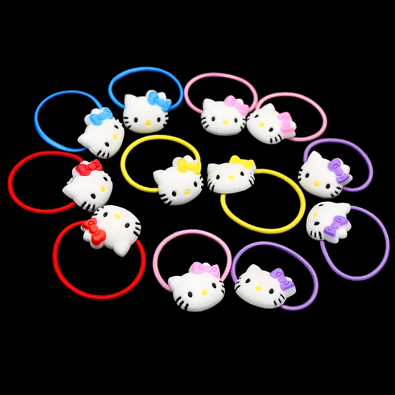 Mix-color Band 12 шт., hello kitty, эластичные резинки для волос, заколки для волос, для девочек, конский хвост, резинки, милые резинки для волос, резинки, резинки, аксессуары для волос - Цвет: Mix-color Band