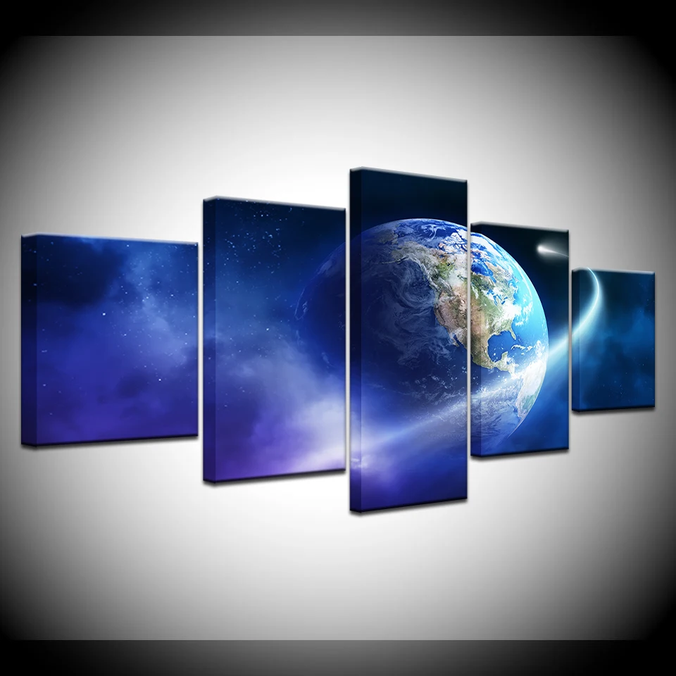 

Canvas Paintings Wall Art HD Prints Framework 5 Pieces Universe Space Moon Starry Sky Pictures Earth Planet Posters Home Decor