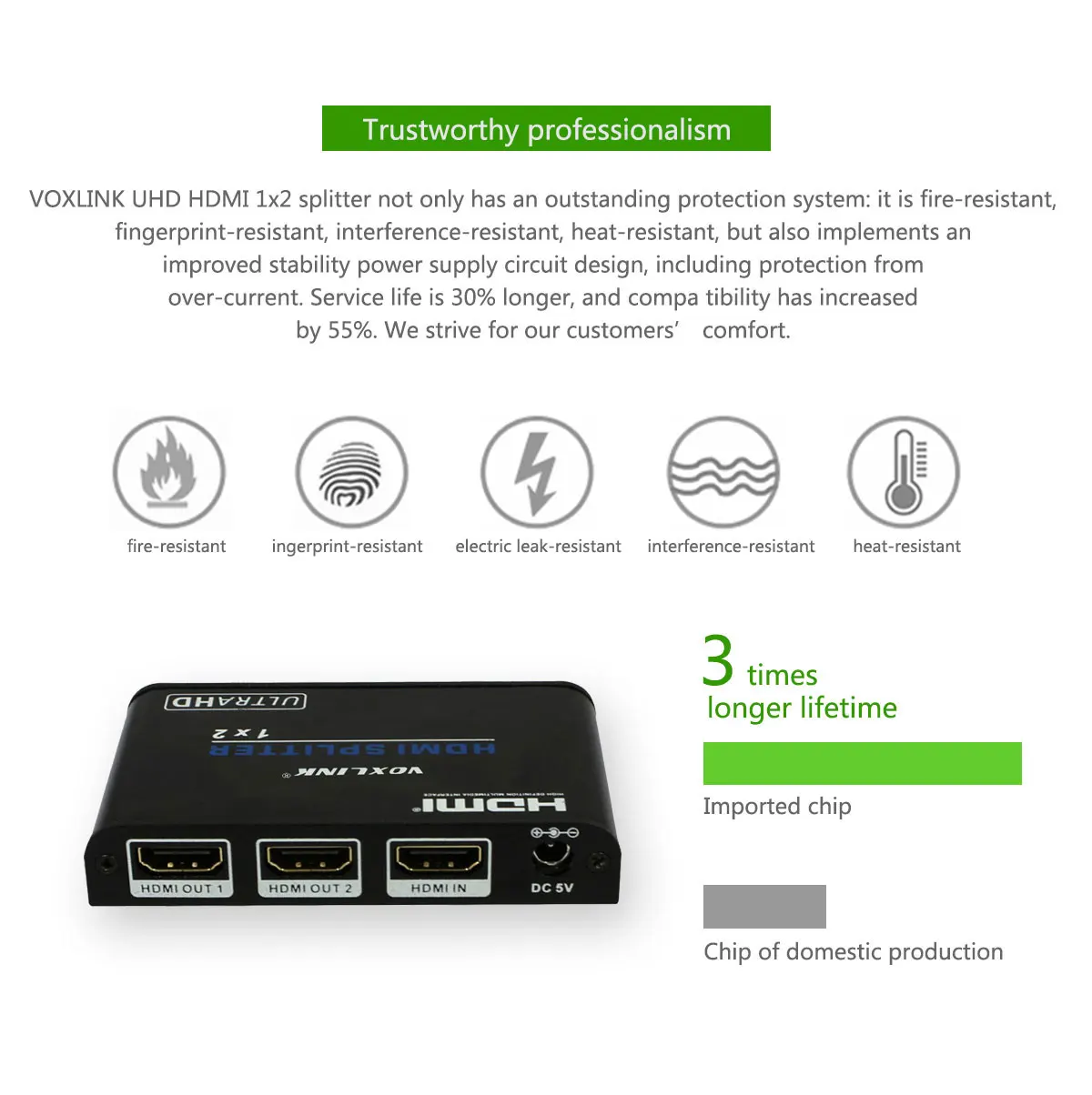 Voxlink UHD HDMI 2.0 Splitter 1x2 1 Вход 2 Выход повторителя распределительная коробка HUB 1080 P 4 К X