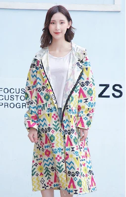 Colorful Flower Стильный мужской водонепроницаемый дождевик высокого качества для взрослых, Женский Длинный плащ с капюшоном и сумкой - Цвет: Colorful Flower