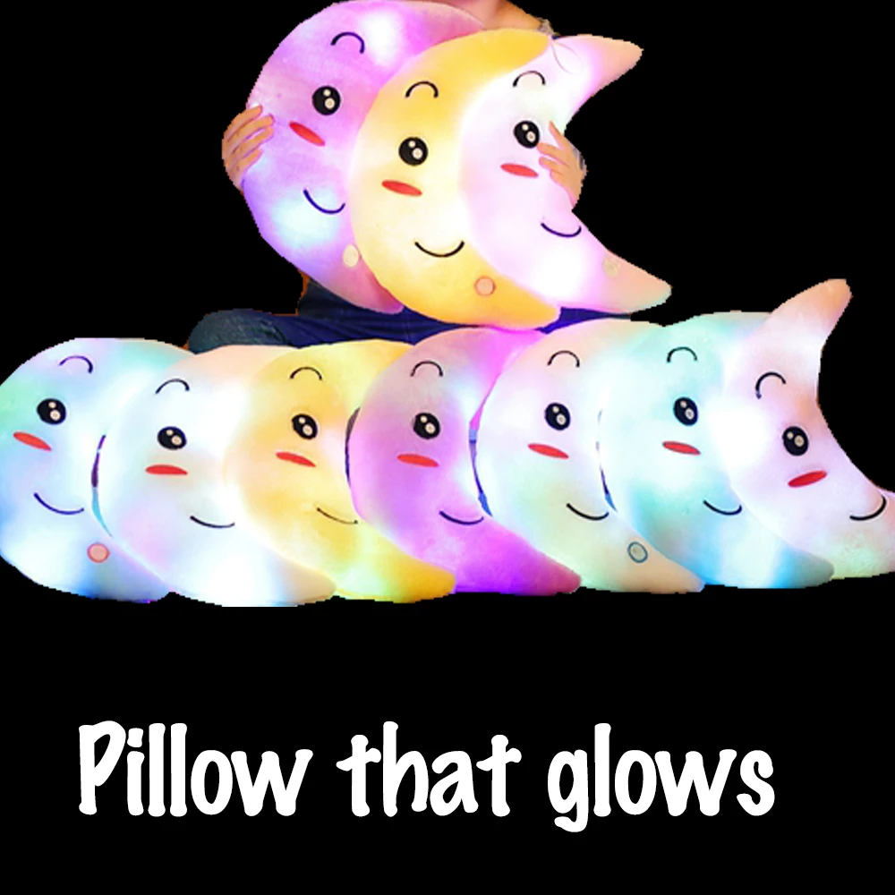 Мягкая светящаяся Луна игрушка 7 цветов настроения уютная плюшевая подушка