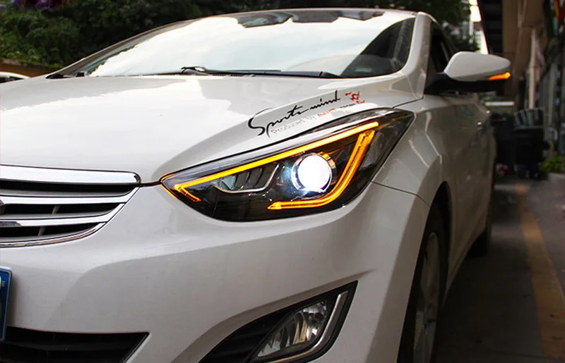 Автомобильный Стайлинг для hyundai Elantra 2012 2013 фары лампы в сборе передние фары светодиодный фары Изменить на заказ