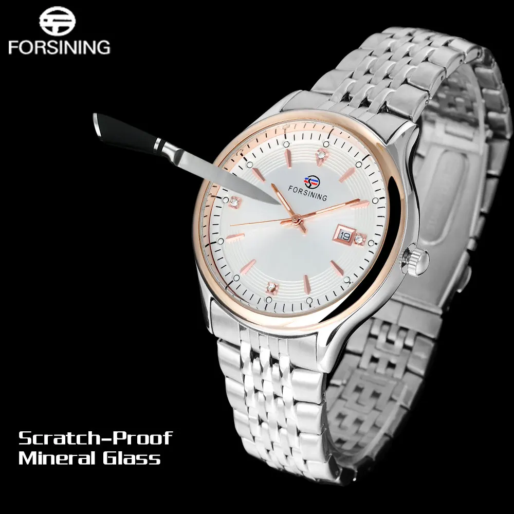 FORSINING Mens Quartz Watches Complete Calendar Auto Date Stainless Steel Strap Men Watch Mutli-color Relogio Masculino | Наручные часы