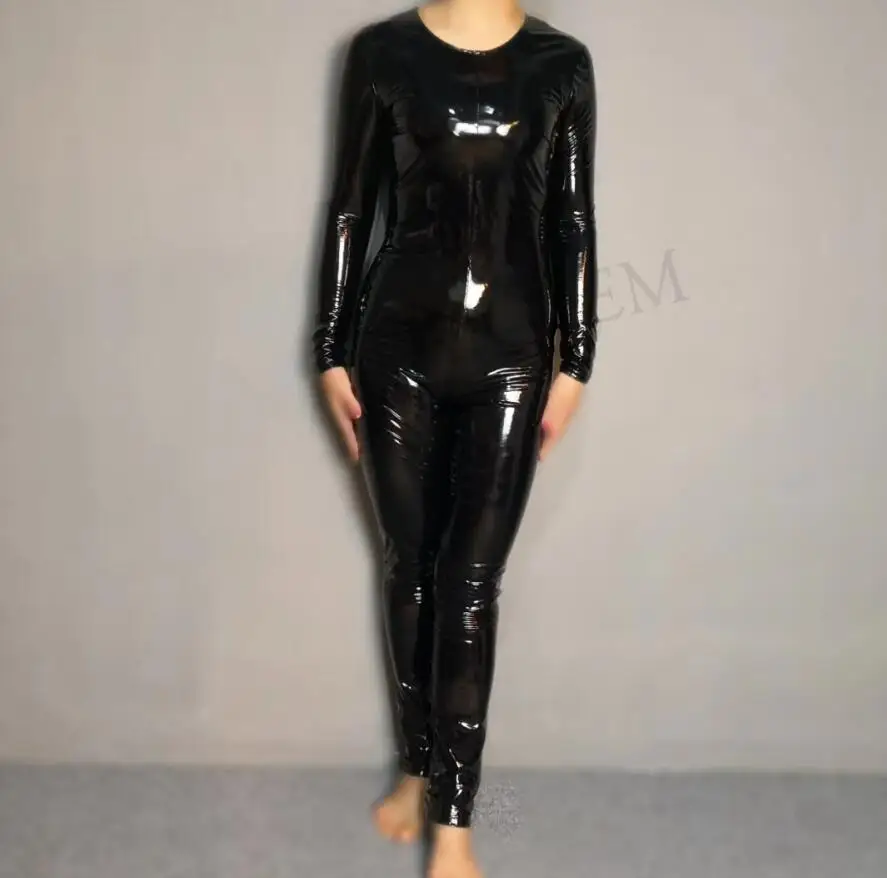 Black Without Shoes Laigzem Для женщин полный боди с мокрым эффектом унисекс костюм сексуальная одежда для клуба, ночной клуб танцор молнии Костюмы изготовлен по специальному заказу обувь на высоком каблуке - Цвет: Black Without Shoes