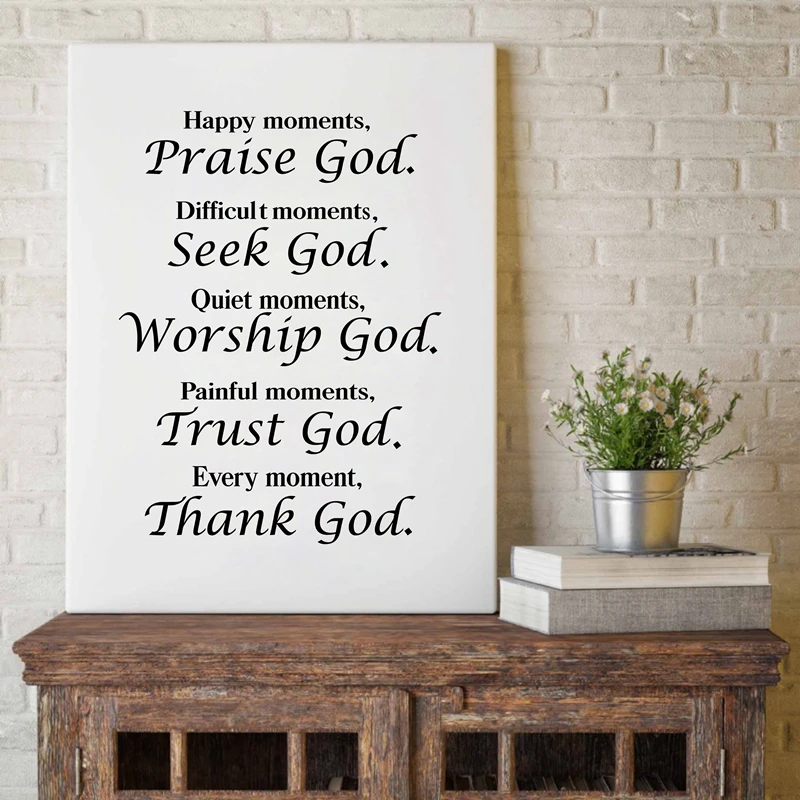 

Christian Canvas Painting Poster Bible Verse Quote Home Decor , Every Moment Thank God Religious Quote Poster Living Room