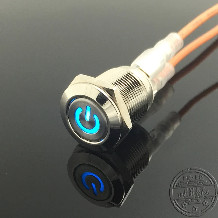 Светильник питания 12 мм симвосветильник металлический кнопочный переключатель