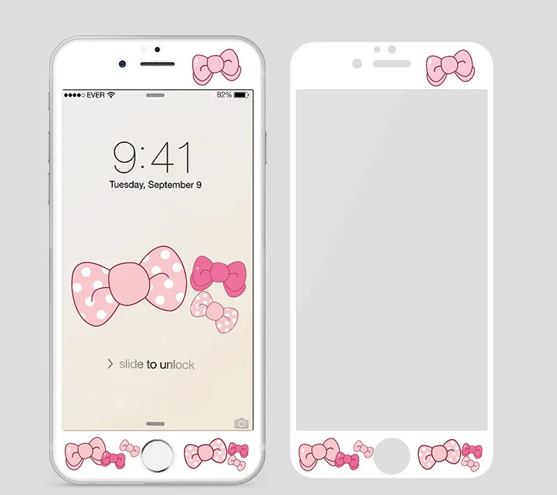 RLENDA Twins Милая стеклянная пленка с бантом My Melody для iPhone 8 6 6 S 7 plus, закаленное стекло с 3D краями, Защитная пленка для всего экрана
