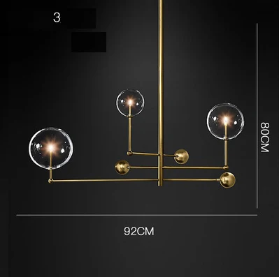 3 light gold G4 светодиодный железные в стиле постмодерн стекло черная Золотая люстра светильник ing светодиодный светильник для столовой фойе - Цвет абажура: 3 light gold