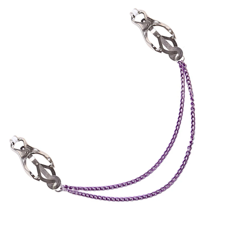 Женский металлический ниппель зажимы с фиолетовой цепочкой для сосков пар Pinzas