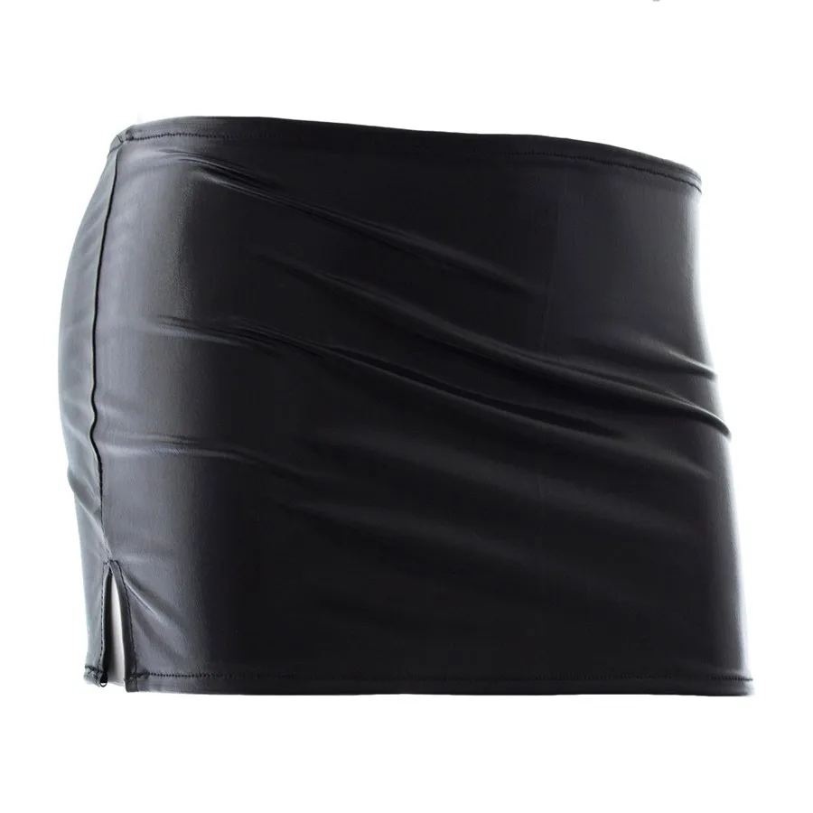 Женская мини-юбка из ПВХ и кожи с эффектом мокрого вида для клубных танцев на