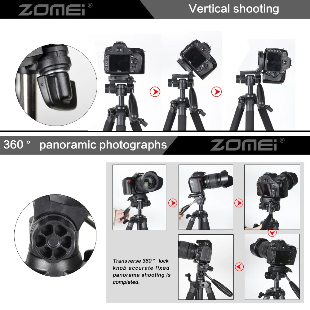 Портативный профессиональный штатив ZOMEI Q111 для камеры дорожный алюминиевый