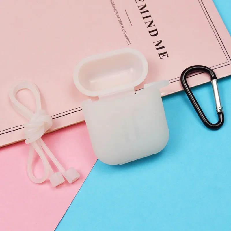 white Силиконовый чехол с защитой от потери, аксессуары для airpods, чехлы для наушников - Цвет: white