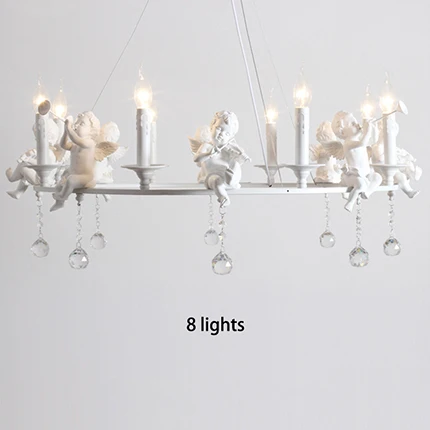 8 Lights D88cm Современные резиновые ангелы подвесные светильники с декоративной хрустальной подвеской. Гостиная Подвесная лампа блеск освещение лампы в форме свечи - Цвет корпуса: 8 Lights D88cm