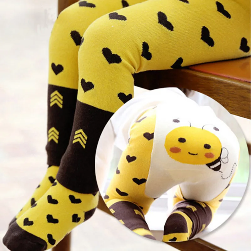 yellow bee 2 шт./компл. милые животные детские колготки из хлопка; принт: Вязание детская одежда, для мальчиков и девочек - Цвет: yellow bee