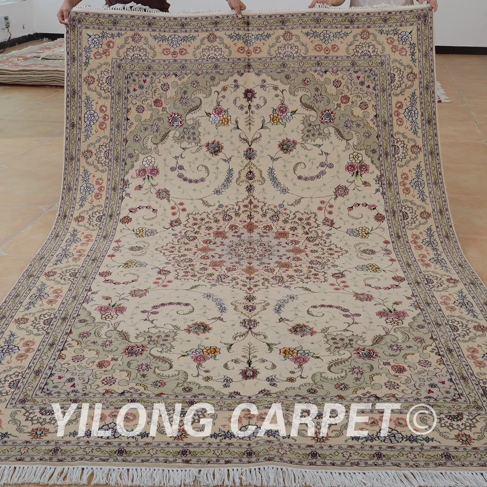 

Yilong 6 'x 9' ковёр из шелка и шерсти распродажа изысканных розовых толстых 100% новозеландских шерстяных ковриков (1419)