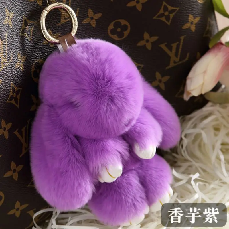 Magic World Real Rabbit Fur Bunny Keychain Key Chain Trinket Women Toy Doll Pom Ring For Bag Car Jewelry Gift 18CM | Автомобили и