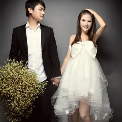 Женское свадебное платье с высокой талией бантом и низкой для беременных|high low