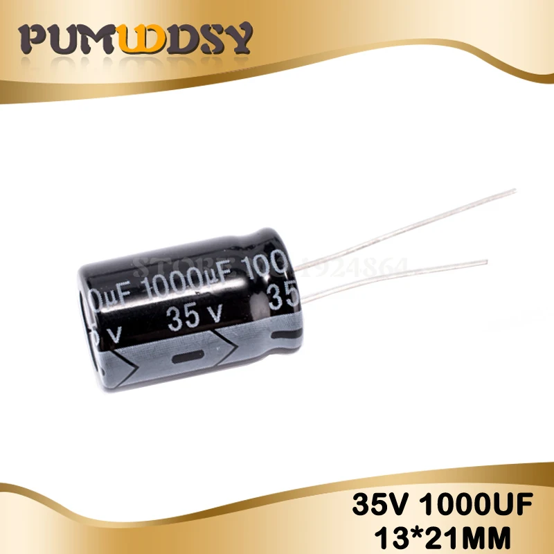 10 шт Высокое качество 35V1000UF 13*21 мм 1000 мкФ 35В 13*21 электролитический конденсатор с алюминиевой крышкой