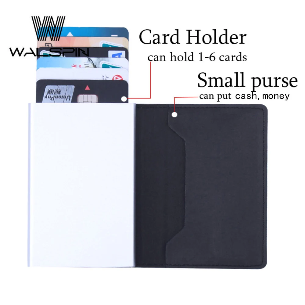 Алюминиевые тонкие кожаные кошельки для мужчин кредитный ID маленький держатель