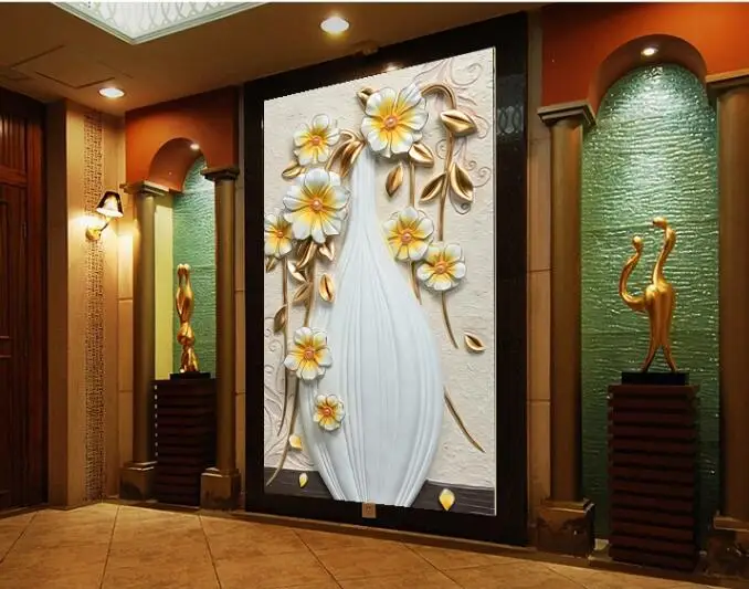 3D Цветочный настенный бумажный фон для входной фотосъемки большие настенные