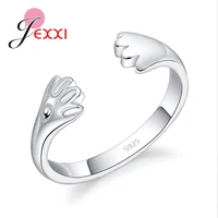 top quality 925 sterling silver rings for women engagement party adjustable hand shaped new design girl accessory