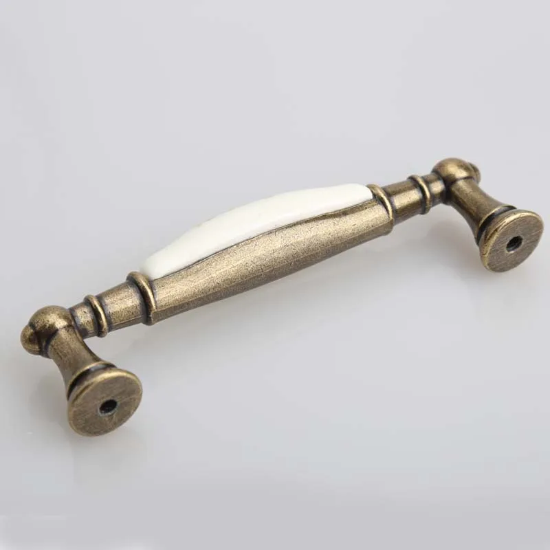 96 мм модная винтажная сельская мебельная керамическая ручка Античная латунная