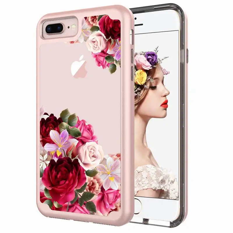 Модный защитный чехол с цветочным рисунком для iphone 7 8 6 6S Plus мягкий ТПУ бампер PC