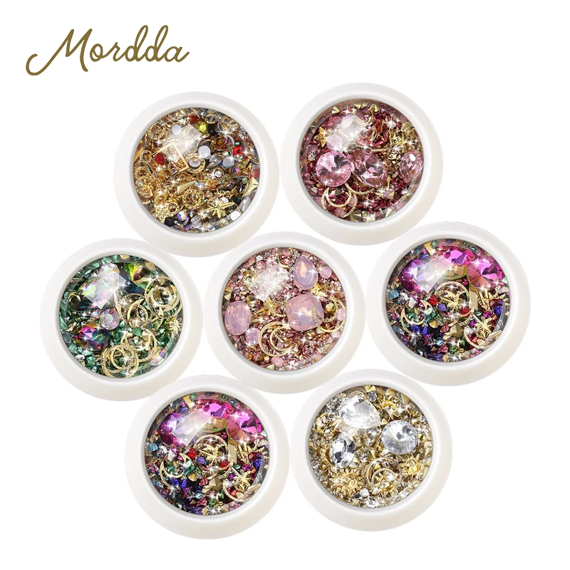 MORDDA 1 коробка Смешанные Красочные Стразы для ногтей 3D хрустальные камни