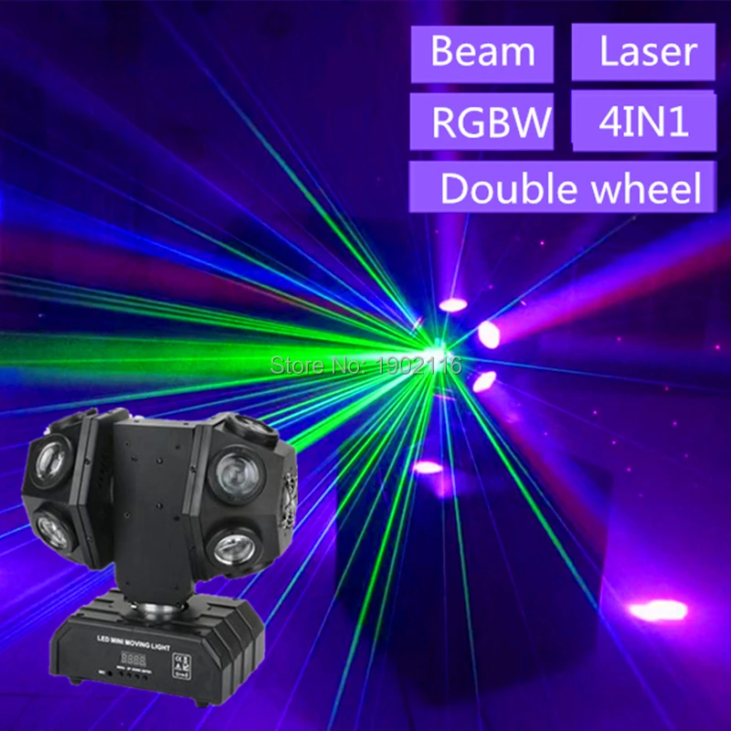 12X10 Вт с двойной головкой RGBW 4в1 Светодиодный прожектор с RG лазером/DMX512 два колеса футбольные сценические огни/Профессиональный DJ Вращающийся лазер