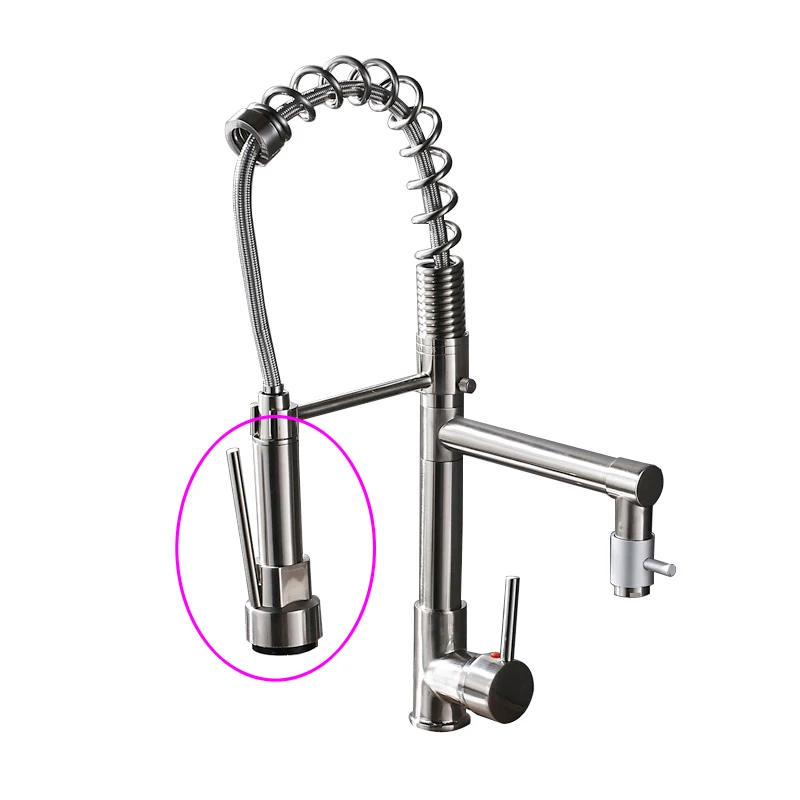 Brushed Nickel D Черный смеситель на бортике для ванной и кухни, однорычажный кран для горячей и холодной воды, двойной поворотный носик, смеситель для кухни, кран с одним отверстием - Цвет: Brushed Nickel D