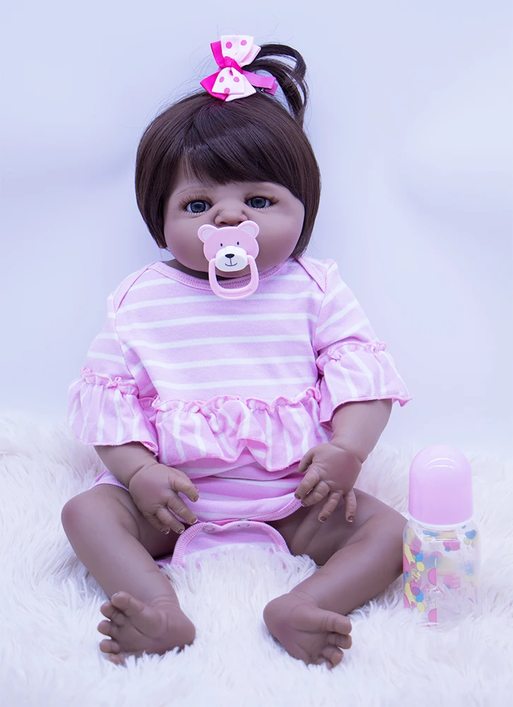 

cute Princess lucy doll reborn babies Super realistic silicone reborn baby dolls 55cm lifelike black skin DIY toys for girl gift