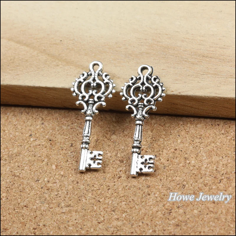 30 шт. винтажный цинковый сплав Шарм в античном стиле серебро корона ключи кулон