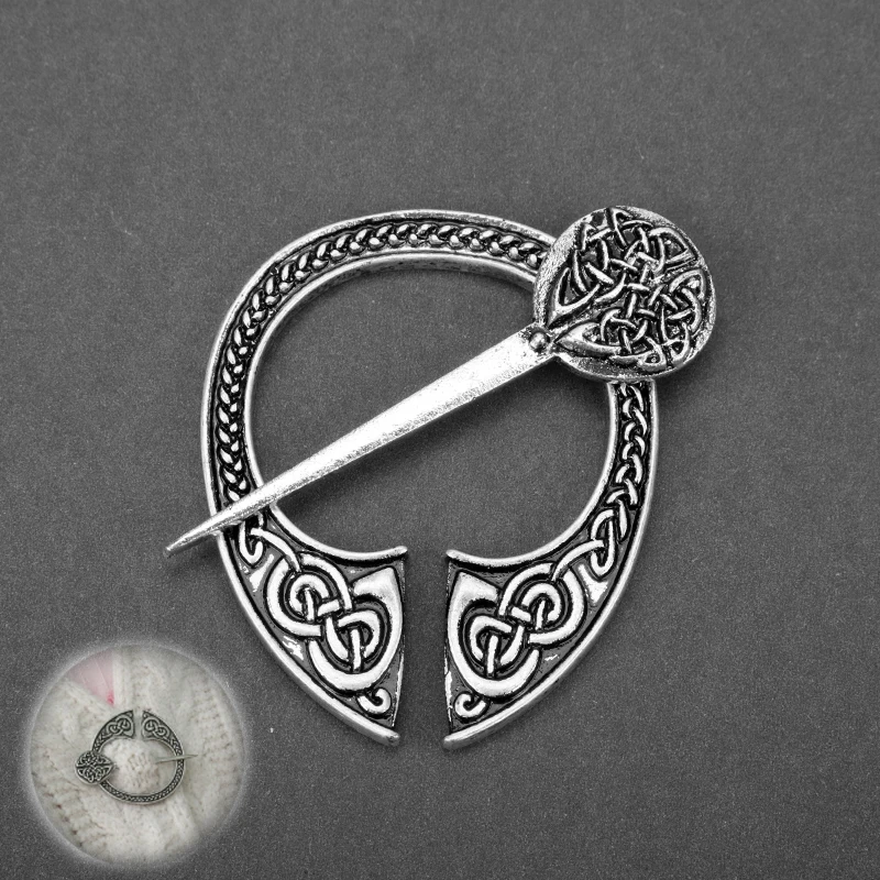 MQCHUN Norse Viking Brooch Penannular Celt Knots Brooch Pin Shawl Coat Cloak Pins Buckle Badge Medieval Viking Jewelry For Women