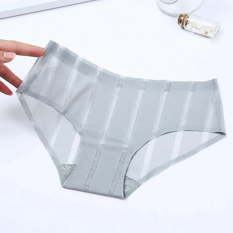 Женское нижнее белье трусы Бесшовные цельный Ice Silk дышащие с низкой талией ультра