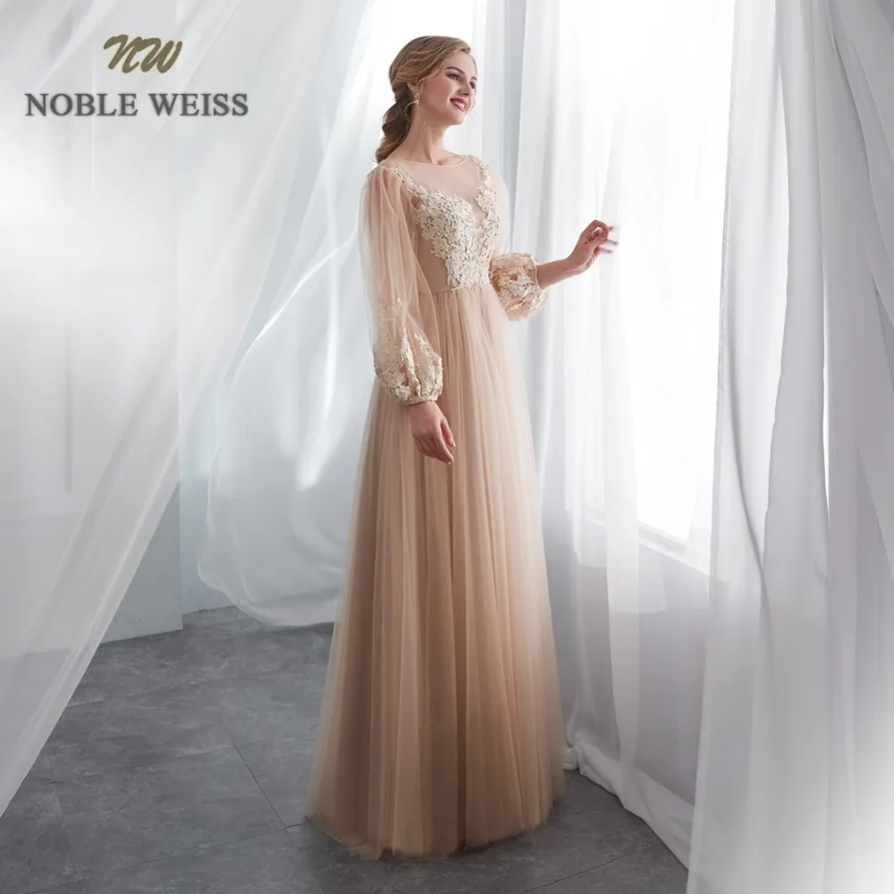 Платья для выпускного вечера 2019 с длинными рукавами vestidos de festa appliques Тюль цвет