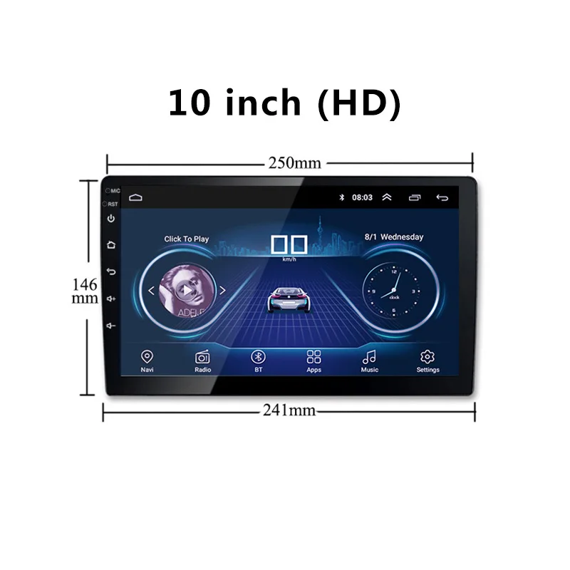 10 inch HD 2 Din Android 8,1 автомобильный мультимедийный плеер 9 дюймов или 10 дюймов Bluetooth FM Wifi универсальный gps навигатор головное устройство для любой модели автомобиля - Цвет: 10 inch HD