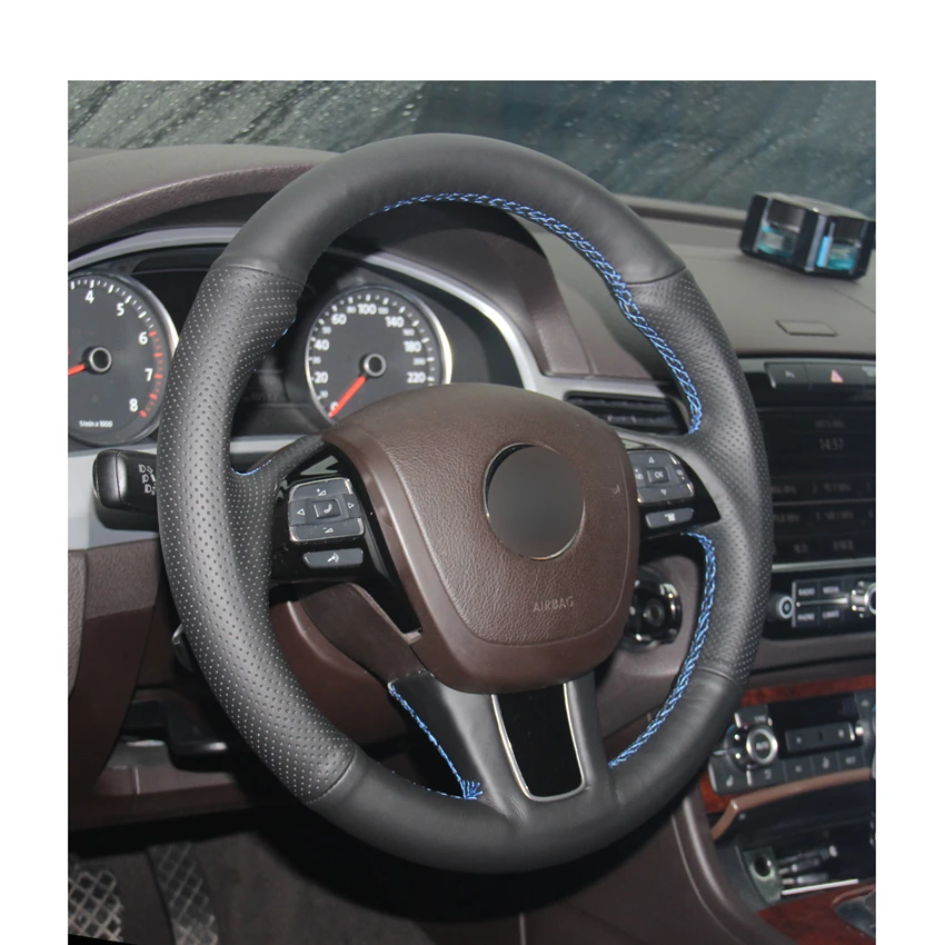 Прошитый вручную чехол из искусственной кожи на руль для Volkswagen VW Touareg 2011 2012 2013 2014
