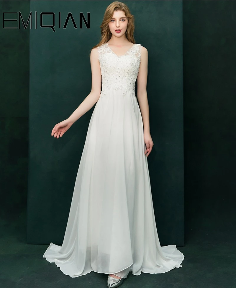 Vestido de noiva винтажные Популярные трапециевидные шифоновые Свадебные платья