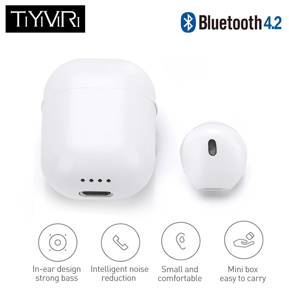 TiYiViRi Мини Bluetooth наушник на одно ухо истинная Беспроводная HiFi стерео Музыкальная