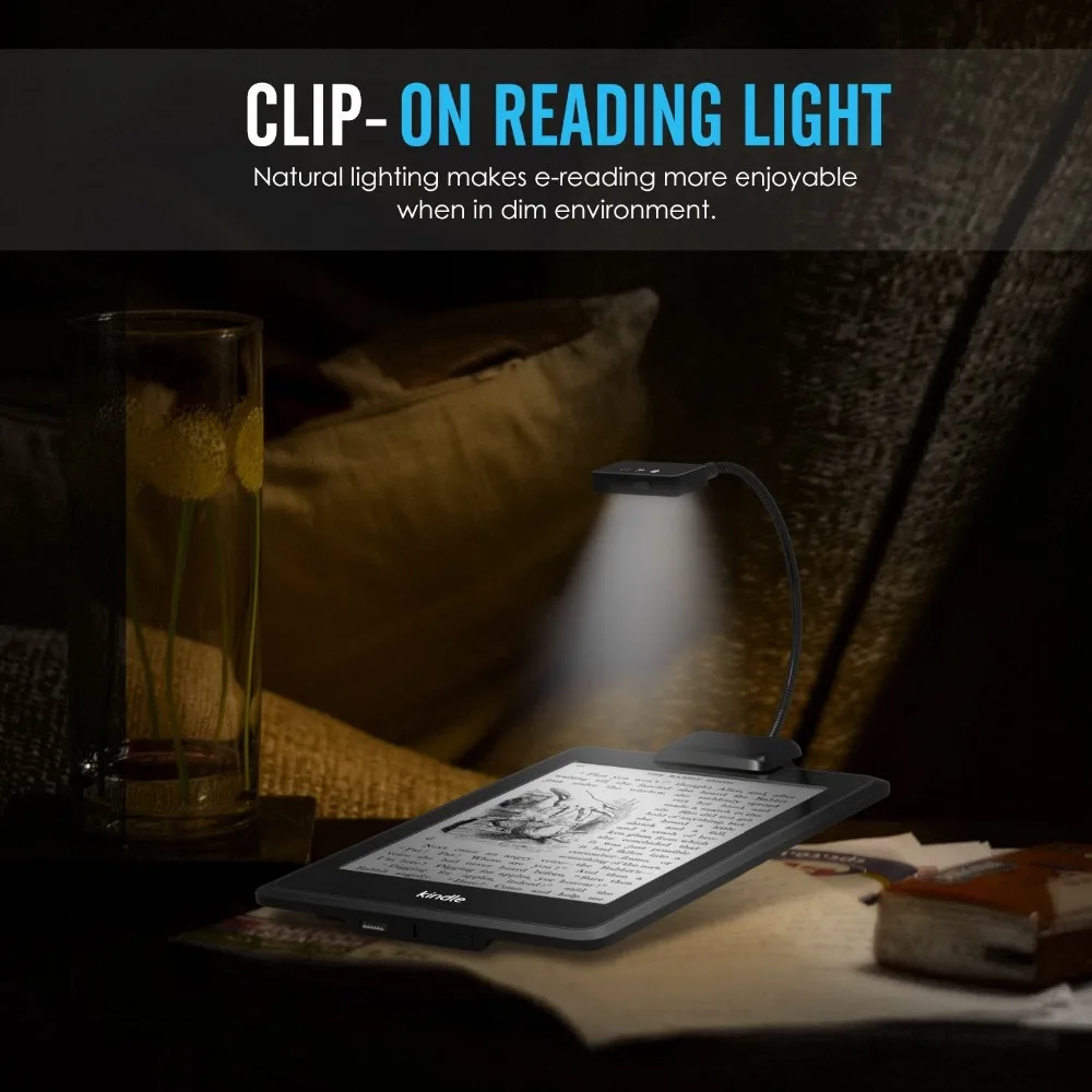 Гибкая Средства ухода за кожей Шеи LED Clip-On Чтение свет лампы для E Ink Дисплей