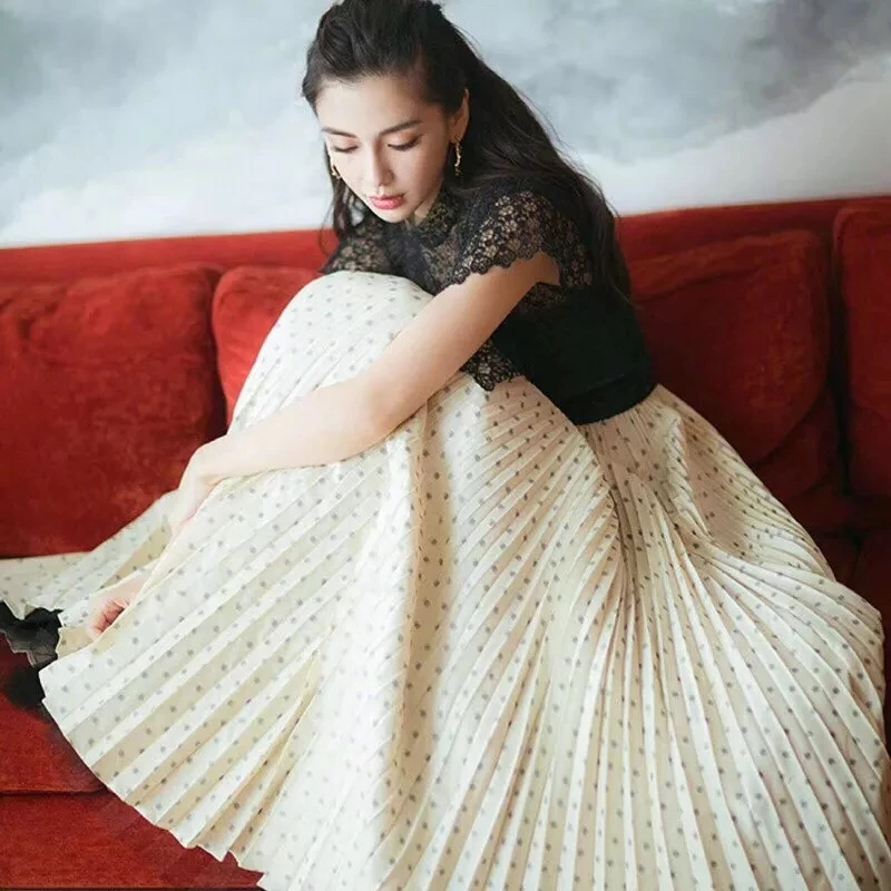 Vestidos женское подиумное сексуальное кружевное лоскутное шифоновое платье летнее с коротким рукавом в горошек элегантное плиссированное платье вечерние длинные платья