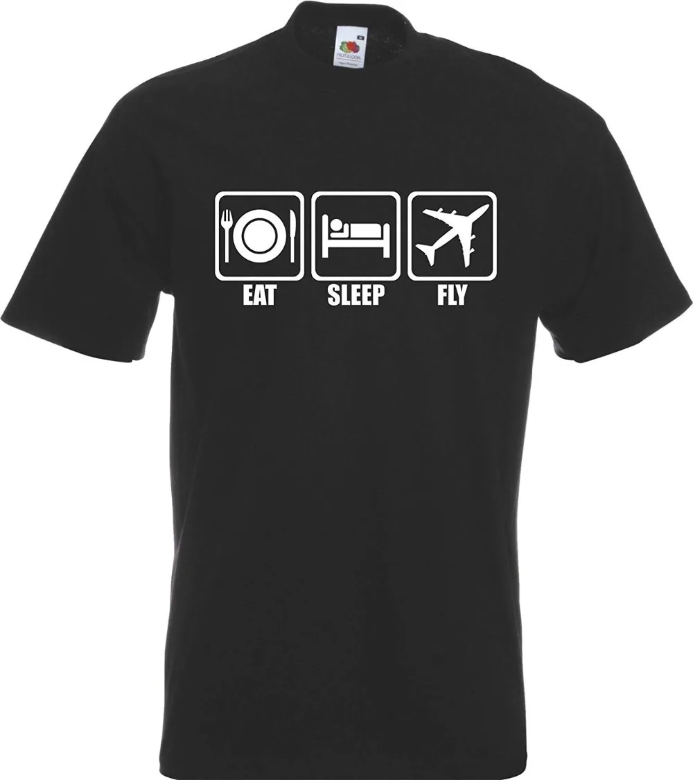 Мужская футболка с 3D принтом Eat Sleep Fly Pilot Airplane Funny Новое поступление 2019|Мужские
