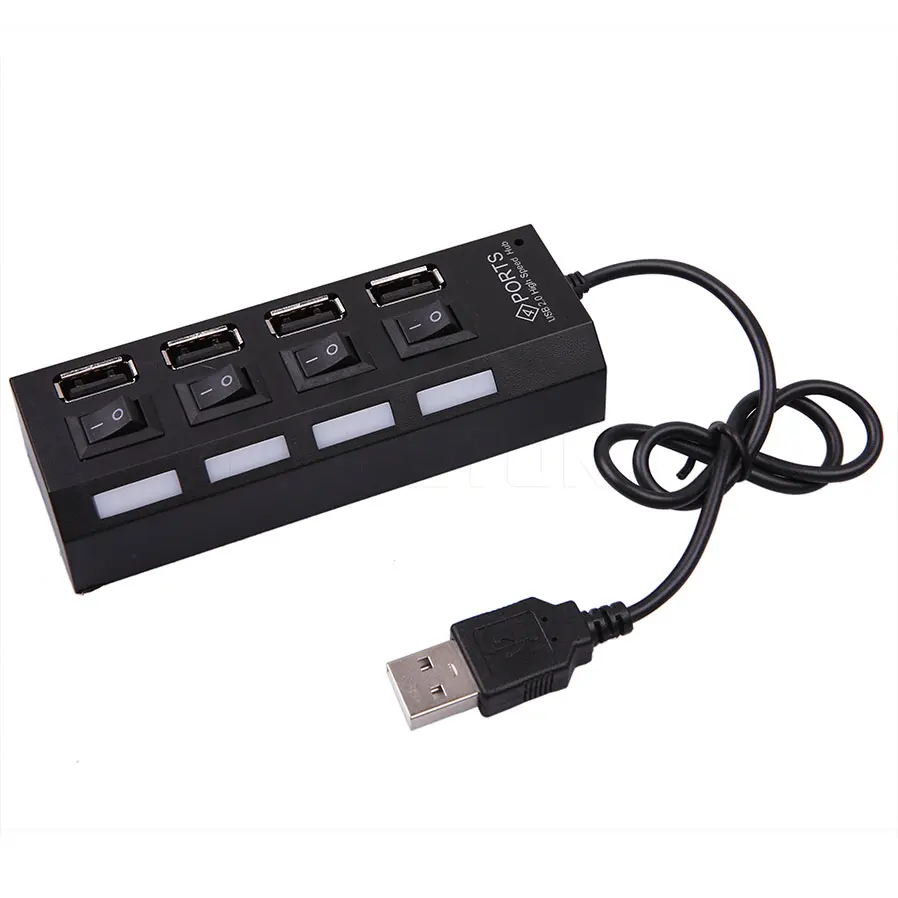 Светодиодный разветвитель с четырьмя портами USB 2 0 высокоскоростной внешний