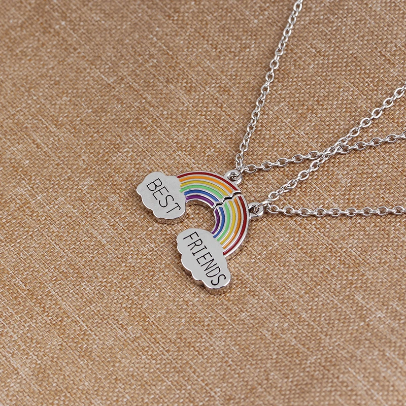 Ожерелье BFF с радужной строчкой ожерелье для девочек подвеской Best Friends forever For 2