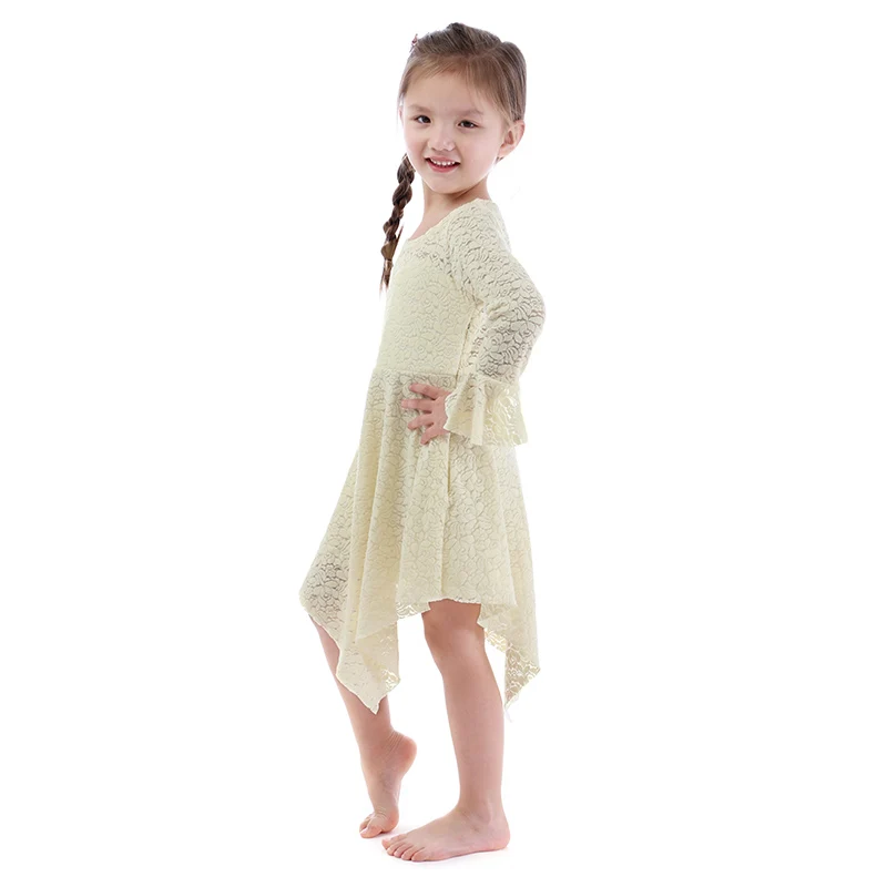 Kaiya Angel Fashion Baby Long Sleeve Pirncess Milk White Floral Dress children Girls Spring Summer Autumn Winter Clothing | Детская