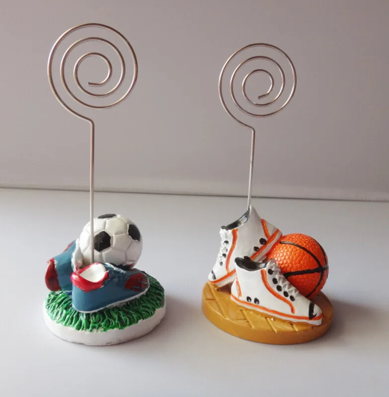

10pcs/lot Basketball football Sports Themed Place card Holder Wedding Place Card Table Number Card Photo Clip Party Favors
