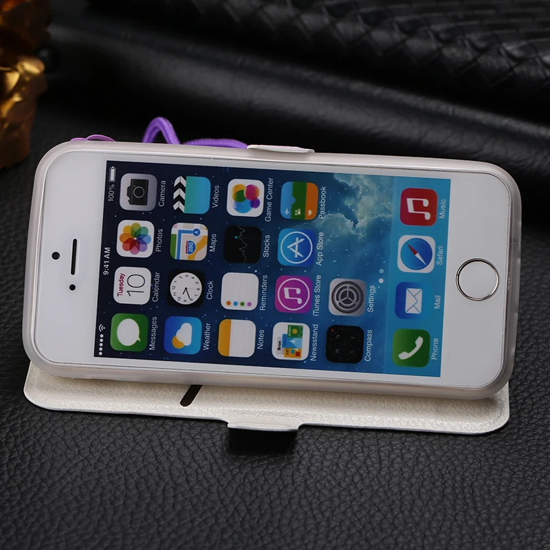 Для apple Iphone5 5S чехол милый окрашенный флип кошелек подставка кожаный Iphone SE с